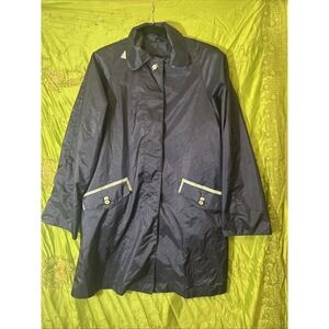 Innovations by Izzi Womens Button Navy Blue Windbreaker‎ Rain Coat Small Vintage